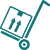 Icon of trolley with parcel.